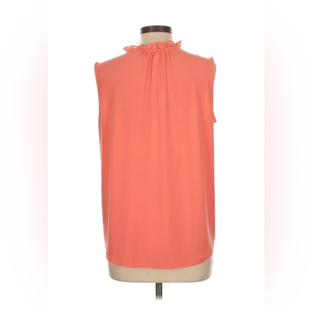 Calvin Klein Coral Sleeveless Tie-Neck Ruffle Blouse - Picture 2 of 5
